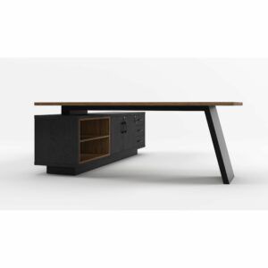 Neo L-combination desk in Black & African Wenge
