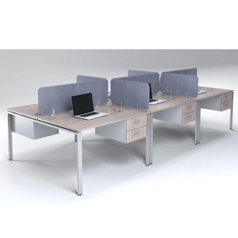 Evolution Range 6 Evolution 6 Seater Steel Frame Desk with 2 Drawer Fitted - OFW