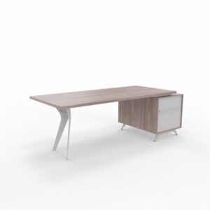 Opera Executive Straight Desk in Mondego Elm & White