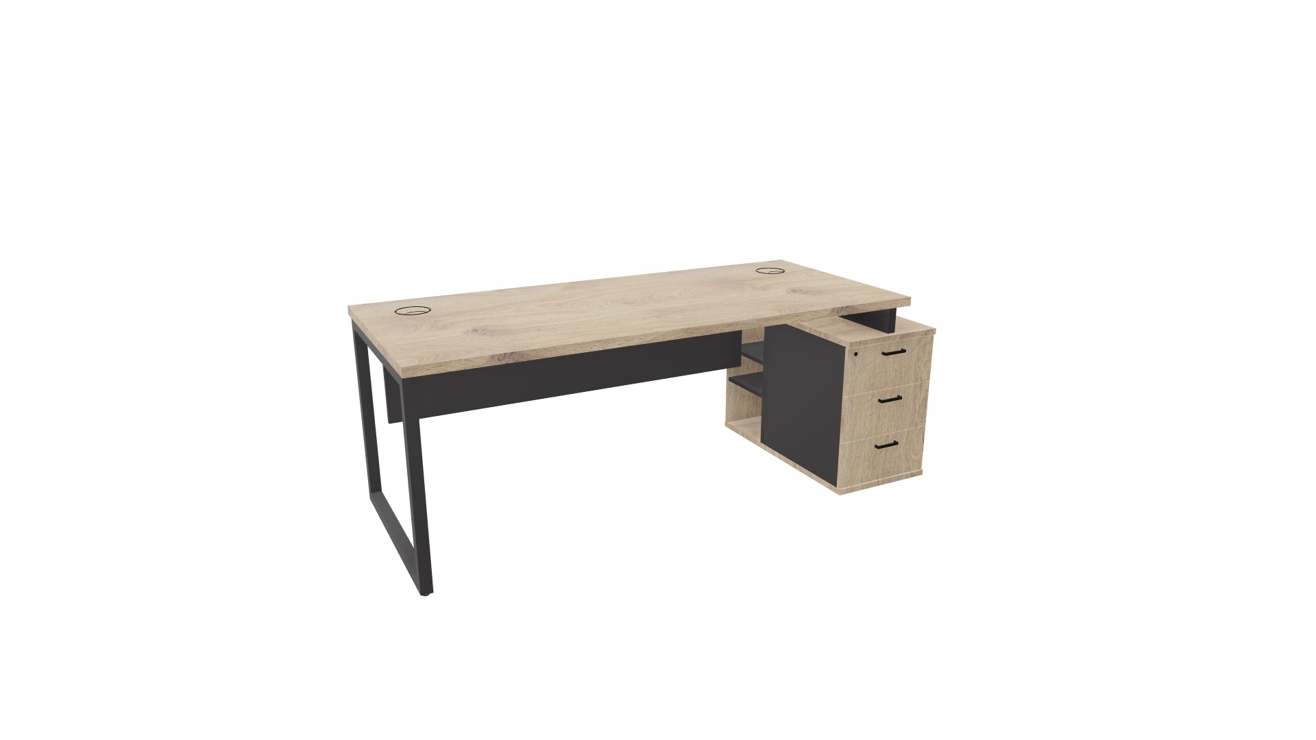 Titan Managers Desk in Barrel Oak & Black